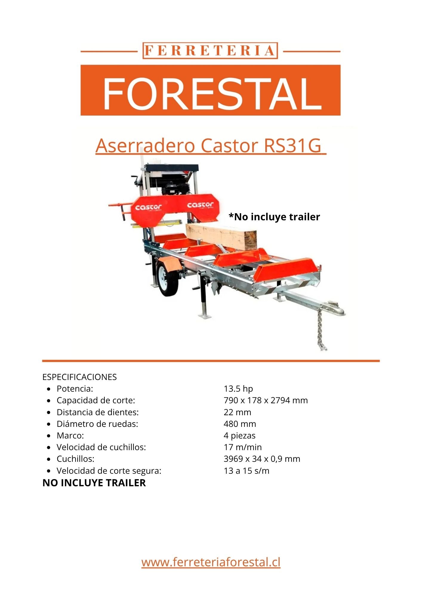 Aserradero Castor RS31G Ferretería Forestal