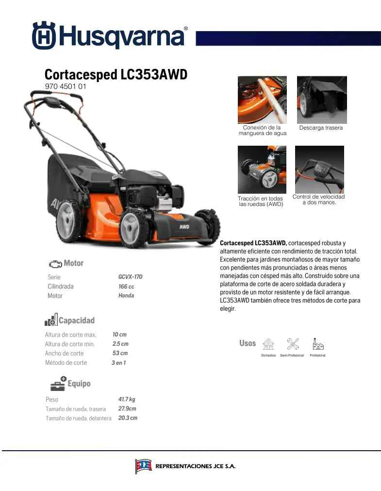 Cortacésped Husqvarna LC353AWD