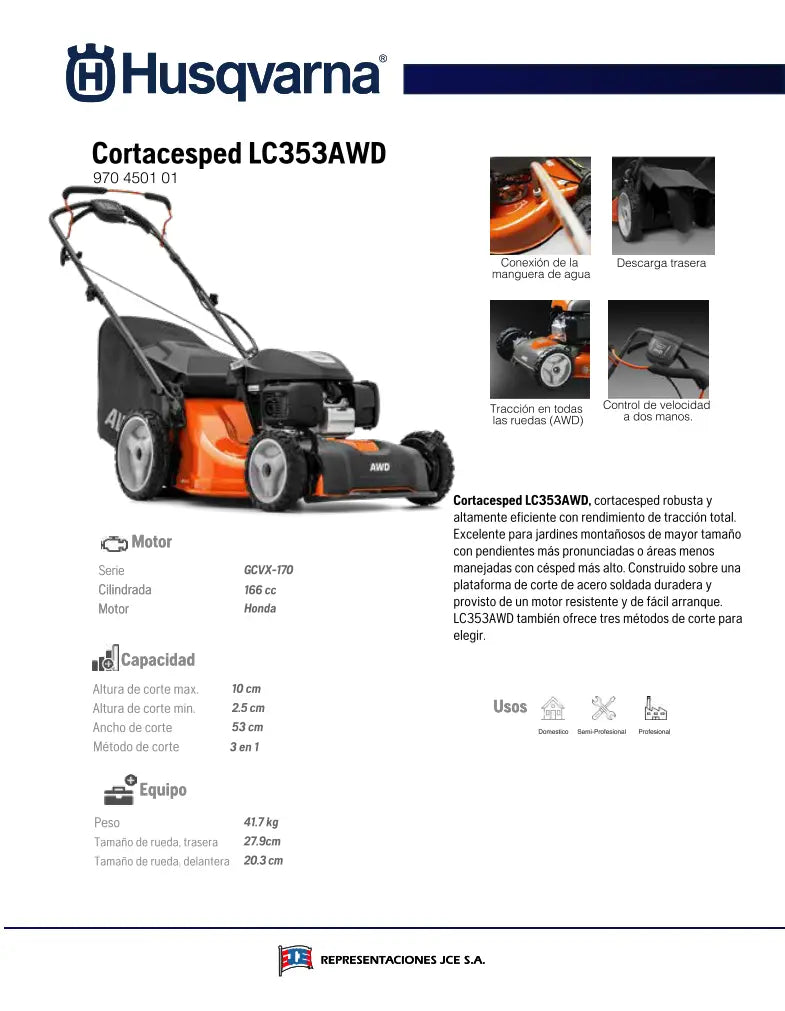 Cortacésped Husqvarna LC353AWD Ferretería Forestal