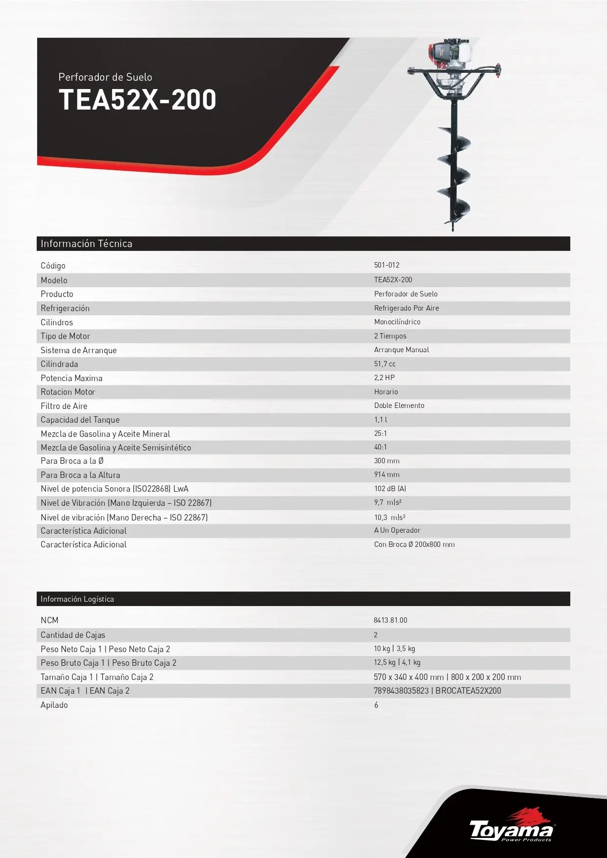 Ahoyador Toyama TEA52X + 3 Brocas Ferretería Forestal