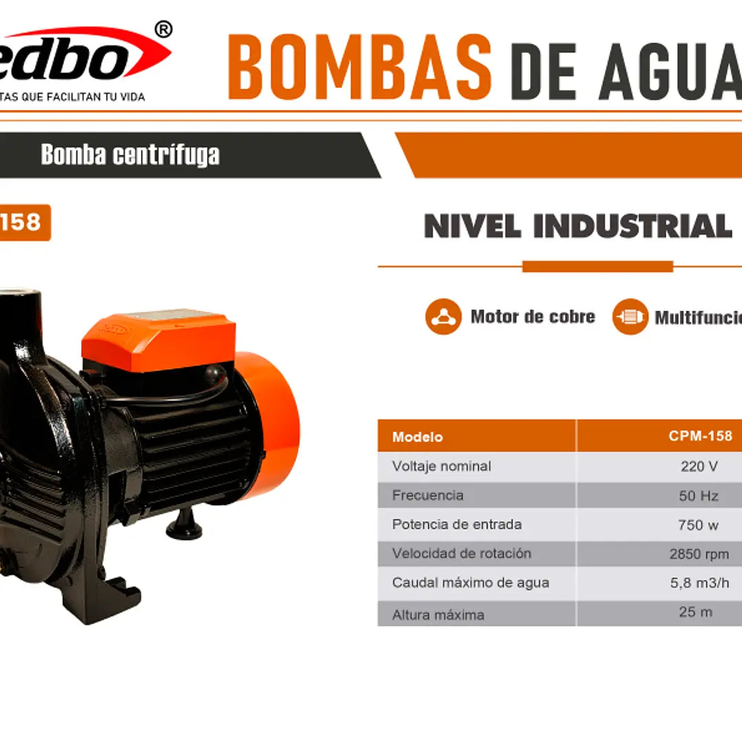 Bomba de Agua Centrífuga Redbo CPM-158