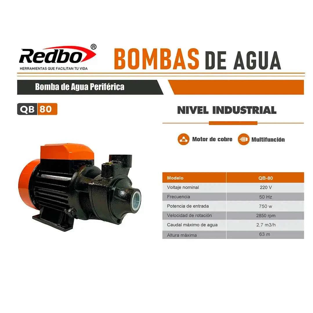 Bomba de Agua Periférica Redbo QB-80