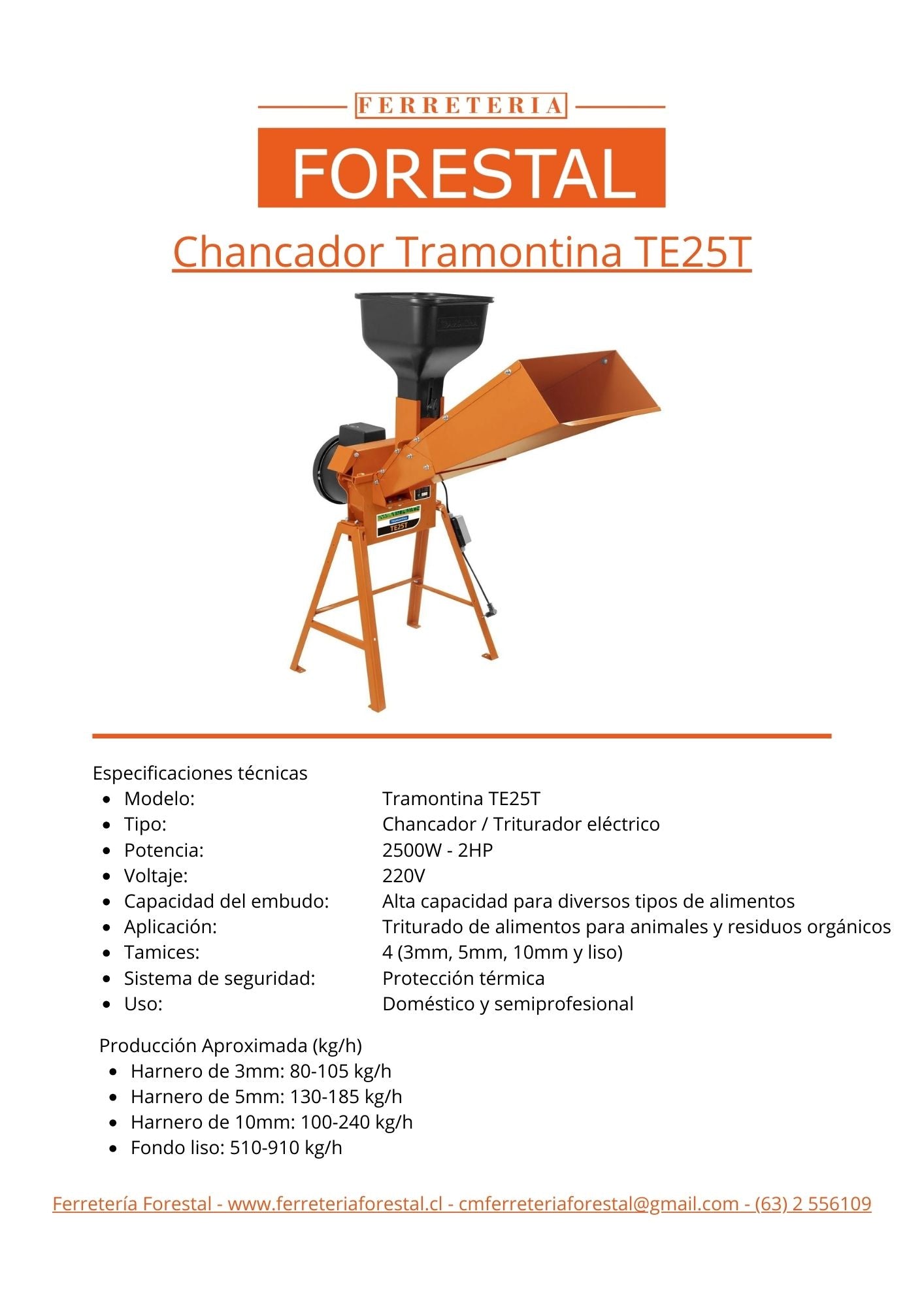 Chancador Tramontina TE25T