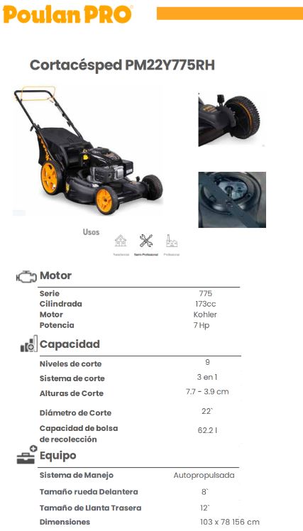 Cortacesped Poulan Pro 775 Autopropulsada