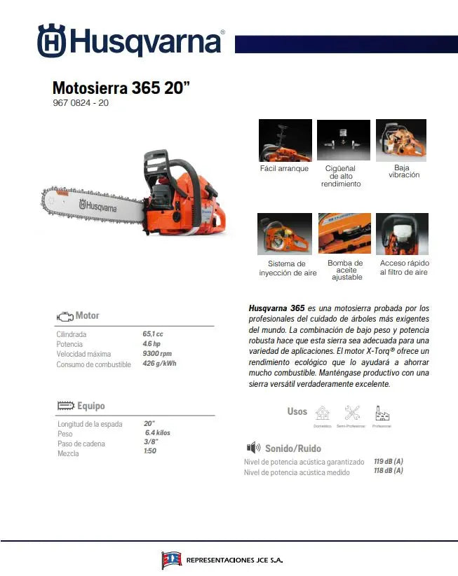 Motosierra Husqvarna 365 Ferretería Forestal