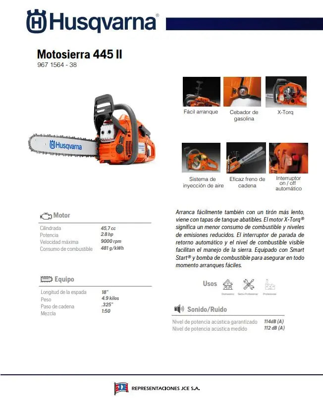 Motosierra Husqvarna 445 Ferretería Forestal
