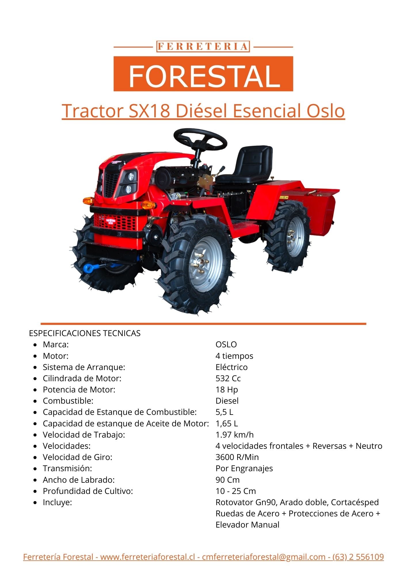 Tractor SX18 Diésel Esencial Oslo