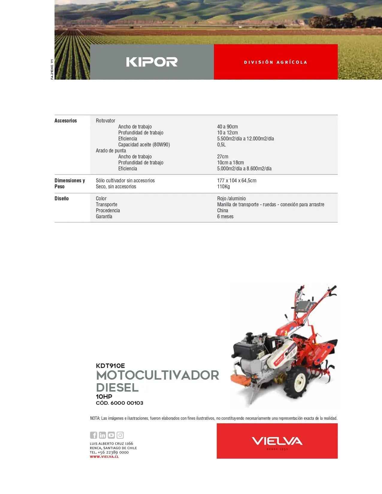 Motocultivador Kipor KDT910E