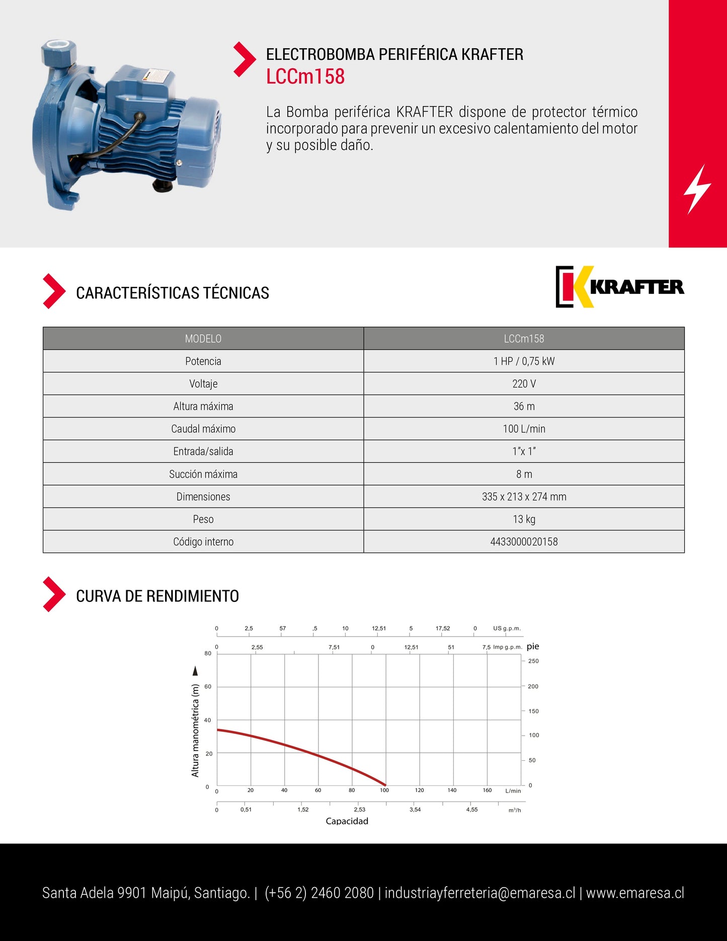 Bomba Centrífuga Krafter CPM158 Ferretería Forestal