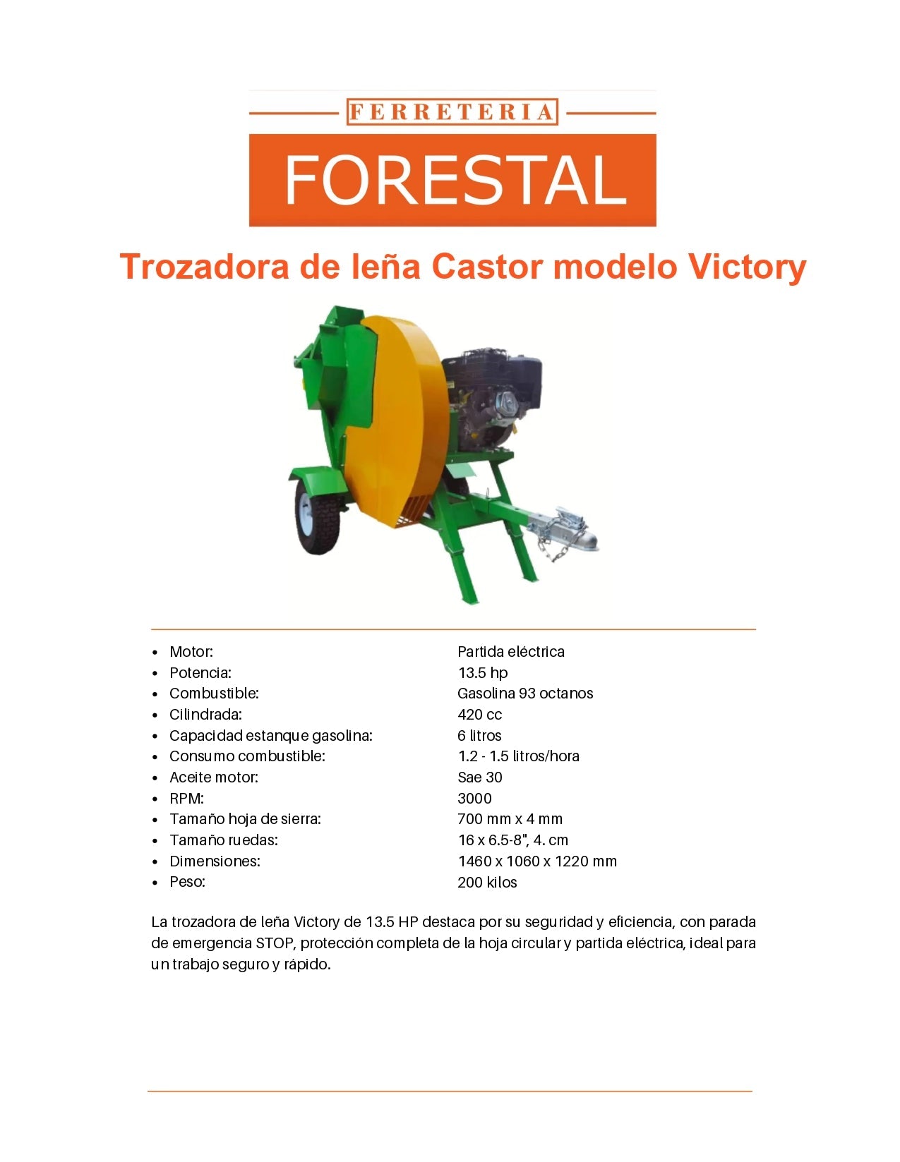 Trozador de leña Castor Part. eléctrica Ferretería Forestal