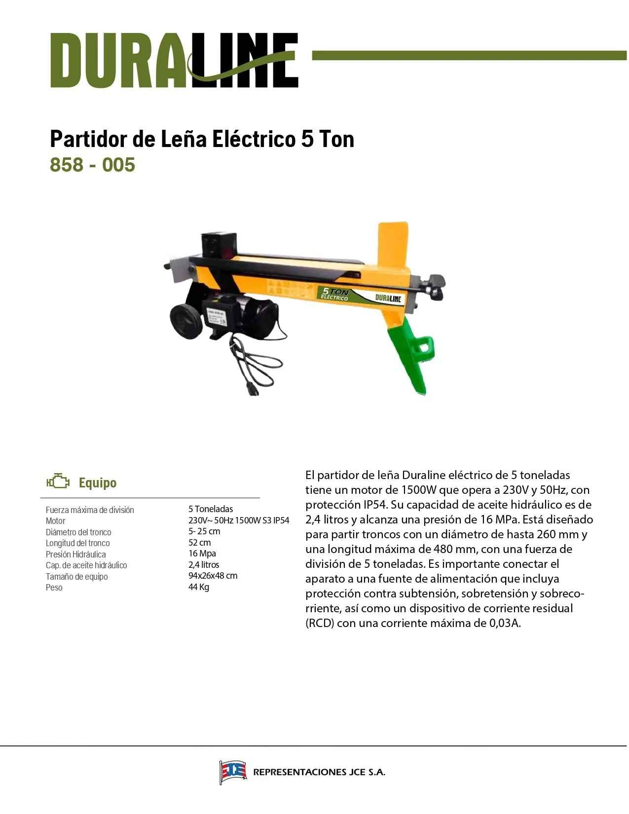 Picador de Leña eléctrico Duraline 5Ton