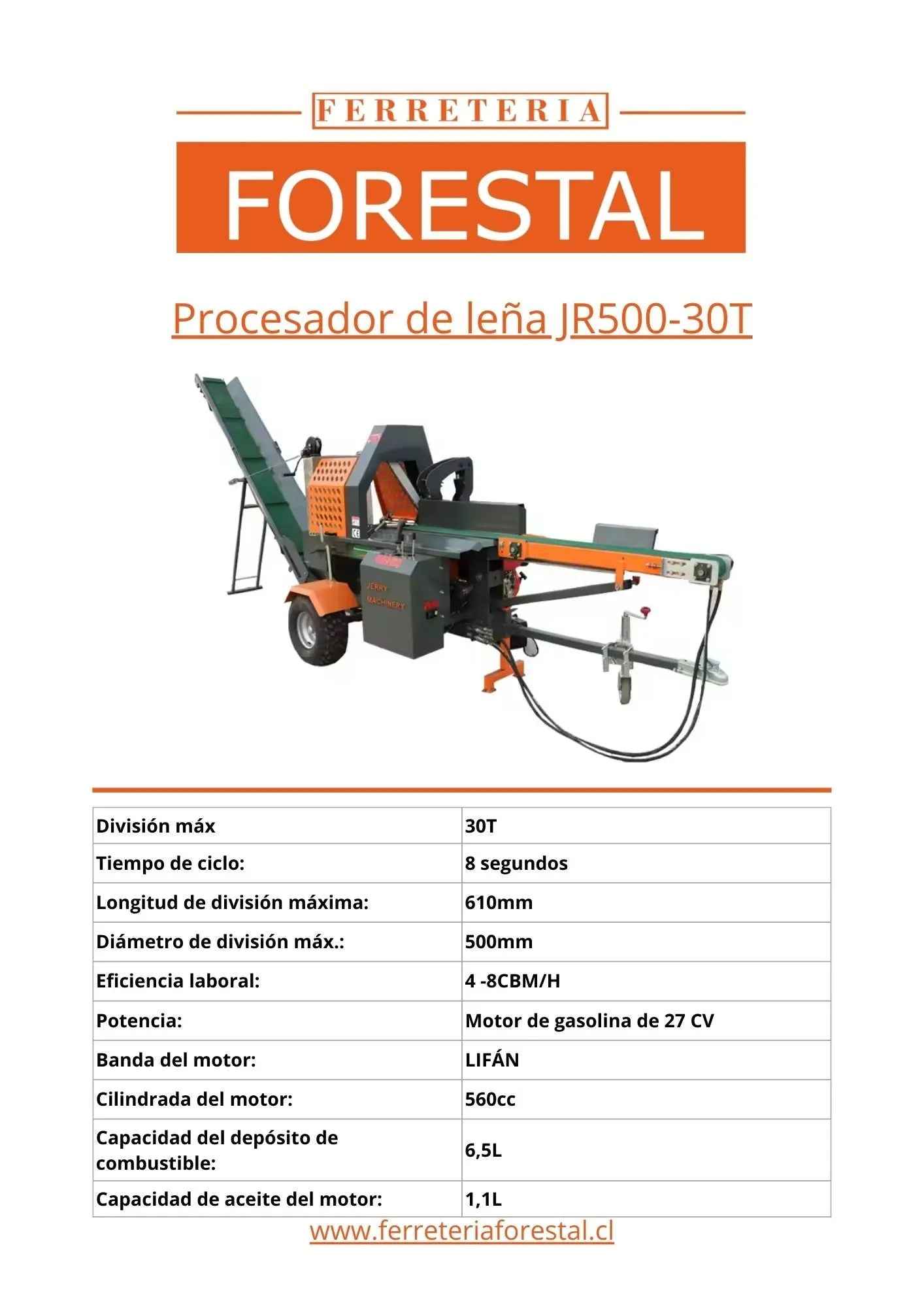 Procesador de leña JR500-30T