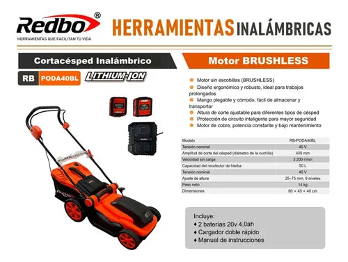 Cortacésped Redbo 40V/15"