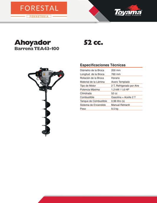 Ahoyador Toyama TEA52X + 3 Brocas