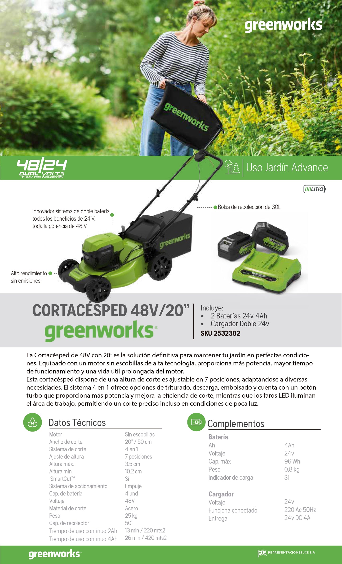 Cortacesped Greenworks 48V/20"