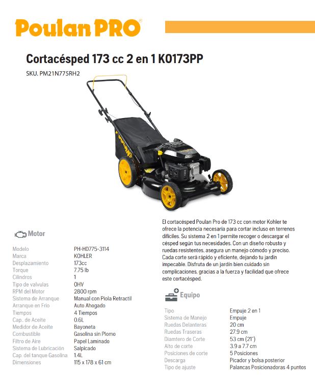 Cortacesped Poulan 775 21"