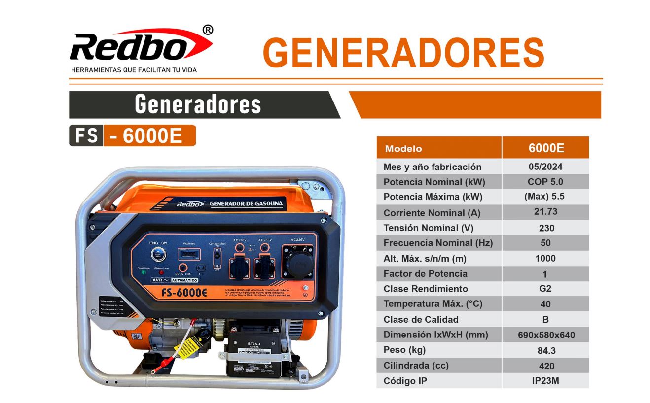 Generador Redbo FS-6000 5KvA